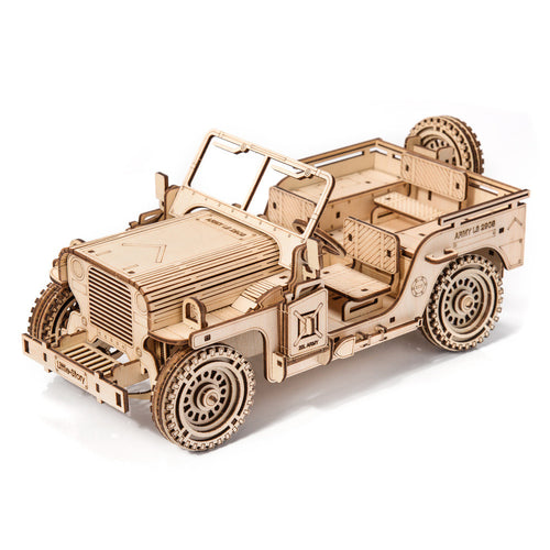 Holzpuzzle 3D-Modell – Militärfahrzeug Jeep