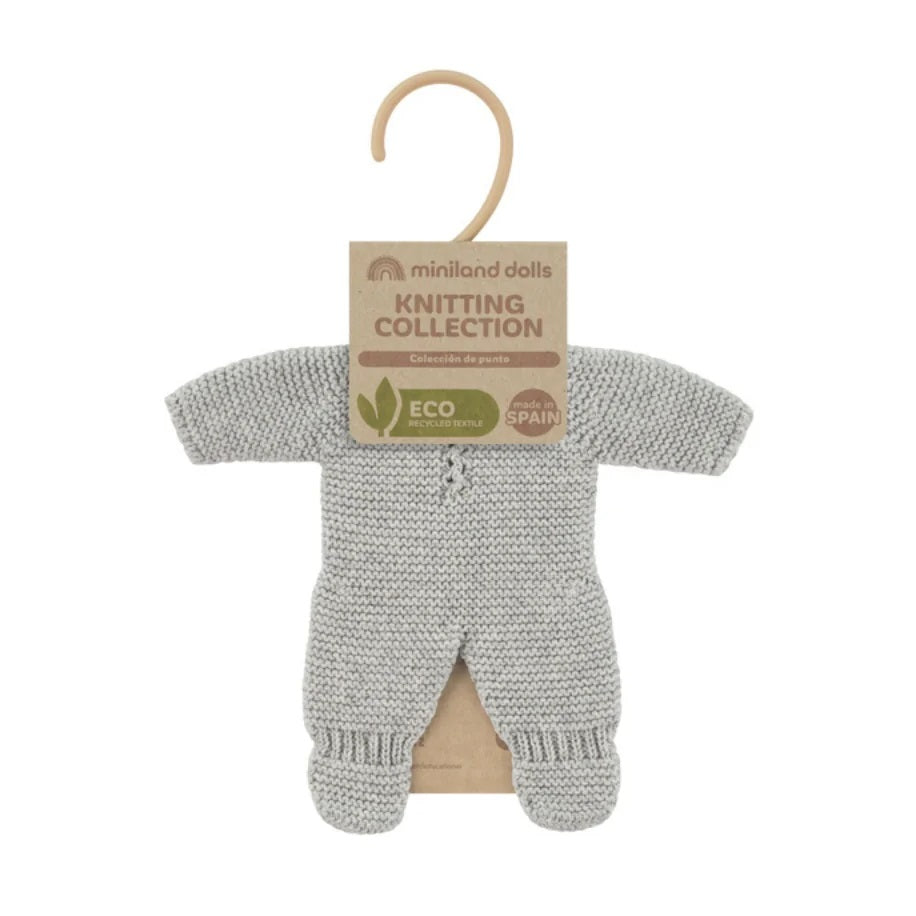 Strickpyjama für Puppen 21 cm – Grau