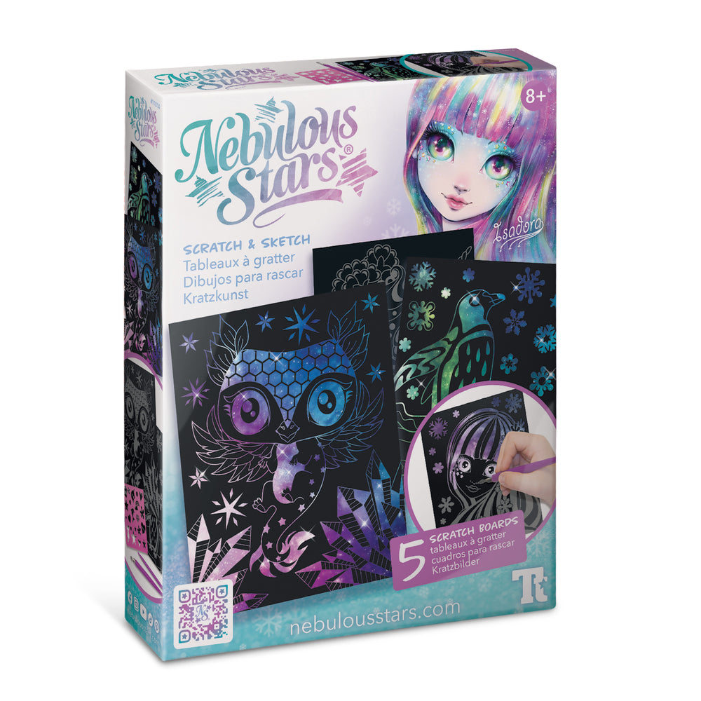 Rubbelbilder für Kinder, 5 Stück, mit Stift und Schablonen, Metallic-Farben – Isadora 8+