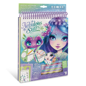 Skizzenbuch mit Buntstiften, Schablonen und Aufklebern – Nenuphia Größe M