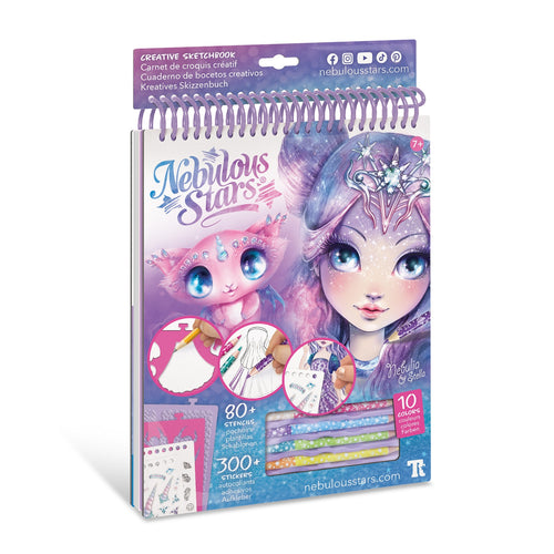 Skizzenbuch mit Buntstiften, Schablonen und Aufklebern – Nebulia Größe M