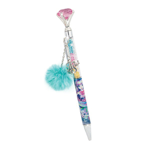 Kugelschreiber mit Kristall und Charms, blau – Isadora