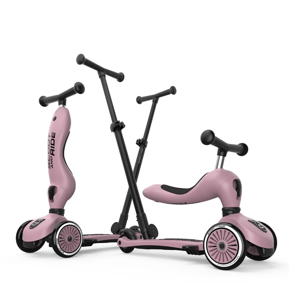 Rutschauto und Roller mit Lenker Highwaykick 1 Push and Go 2in1 1-5 Jahre - Wildberry