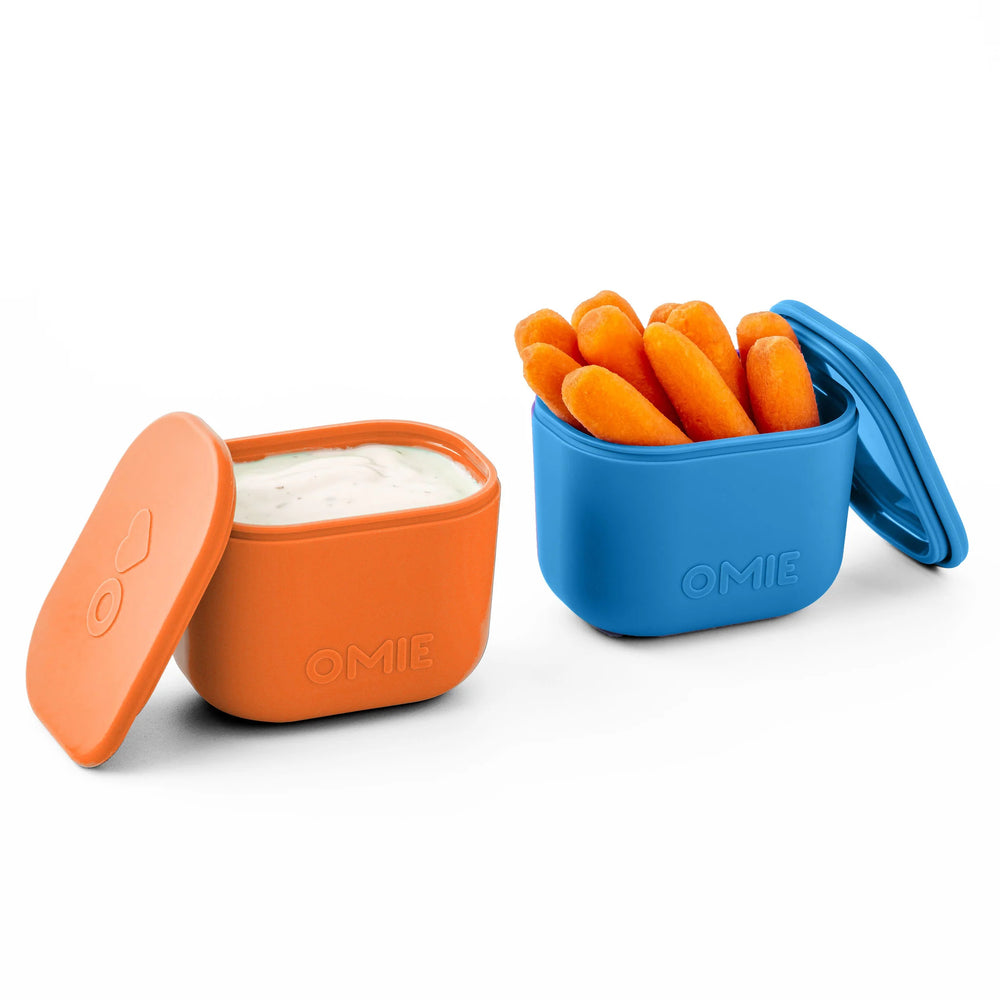 Zwei luftdichte Behälter für die Lunchbox OmieBox UP Dip – Blue Orange