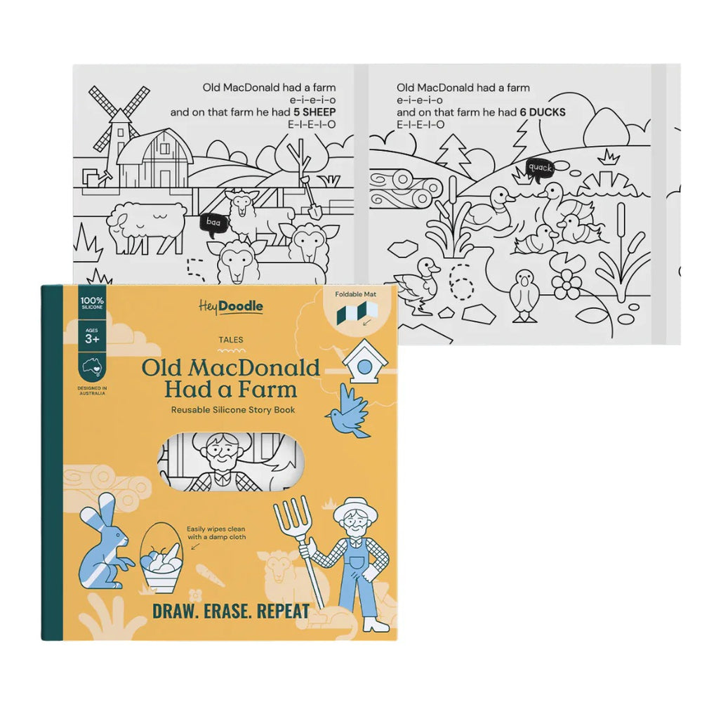 Silikonbuch zum wiederholten Ausmalen – Old MacDonald