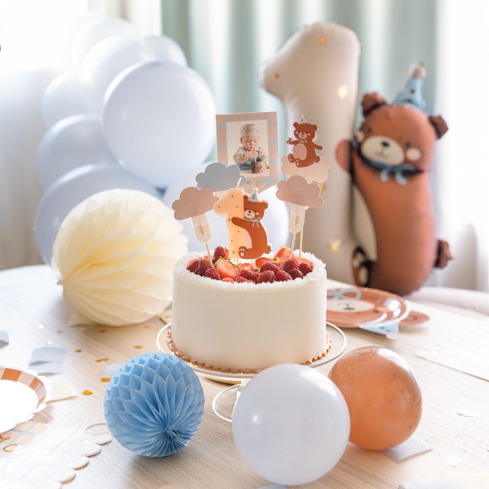 Geburtstagskerze 7 cm – Zahl 1 mit Teddybär