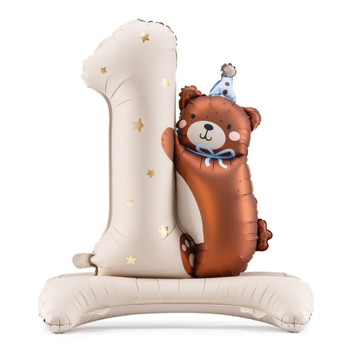 Folienballon – Zahl „1” mit Teddybär 81 x 72 cm
