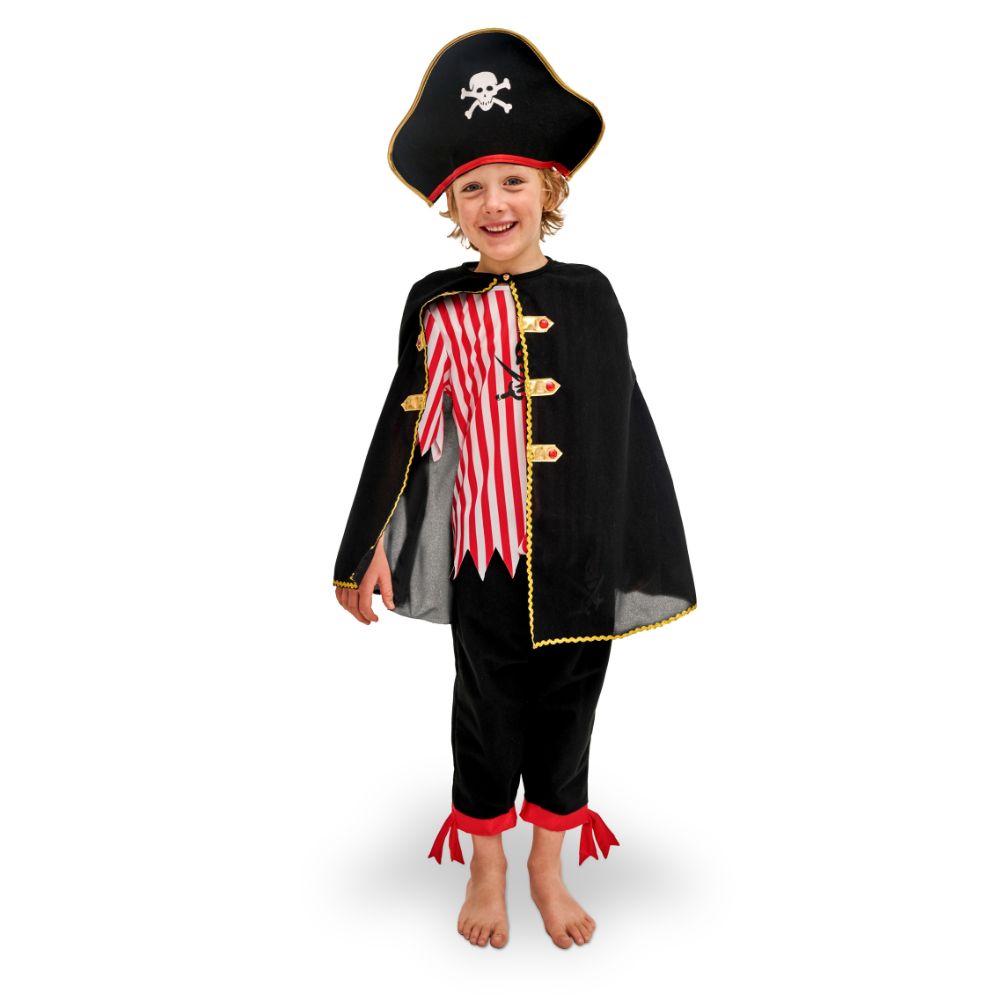 Pirat-Kostüm mit Umhang  – Größe 116–128 cm (5–8 Jahre)
