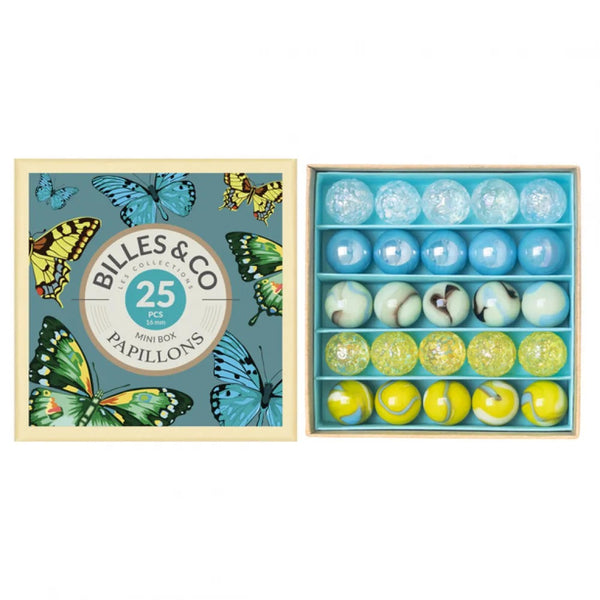 Glasperlen – Blaue Schmetterlinge, 25 Stück