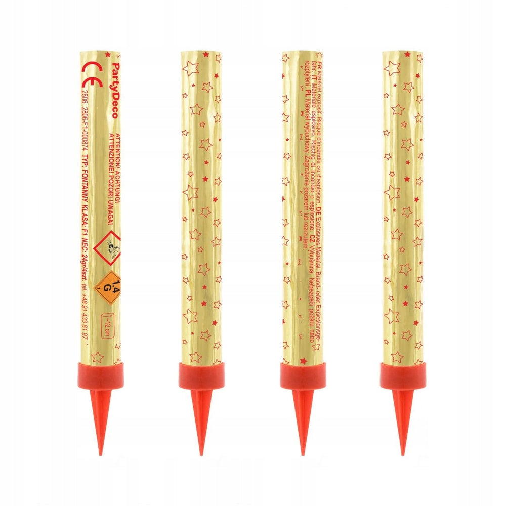 Tortenfontänen 12 cm – Gold, 4 Stück