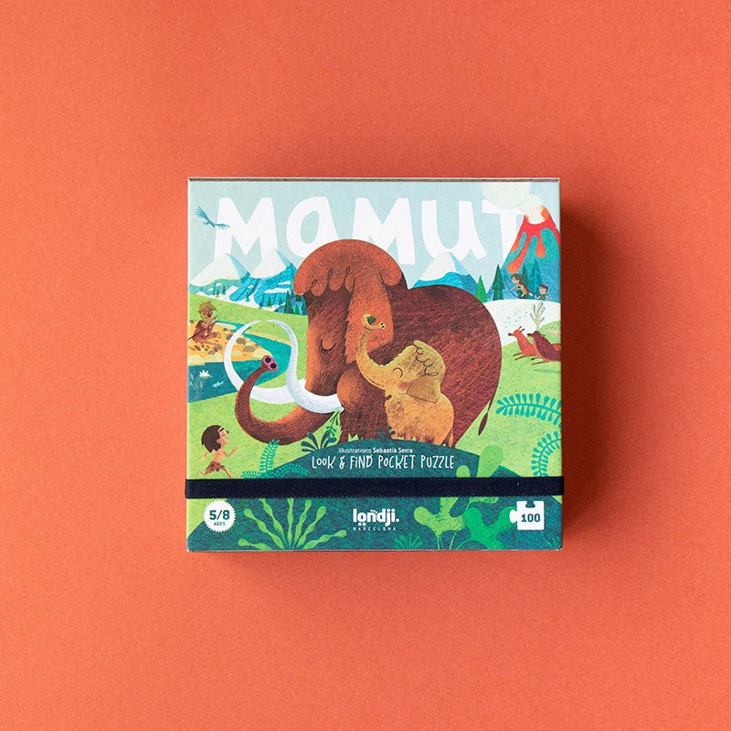 Taschenpuzzle mit Beobachtungsspiel – Mammut 100 Teile