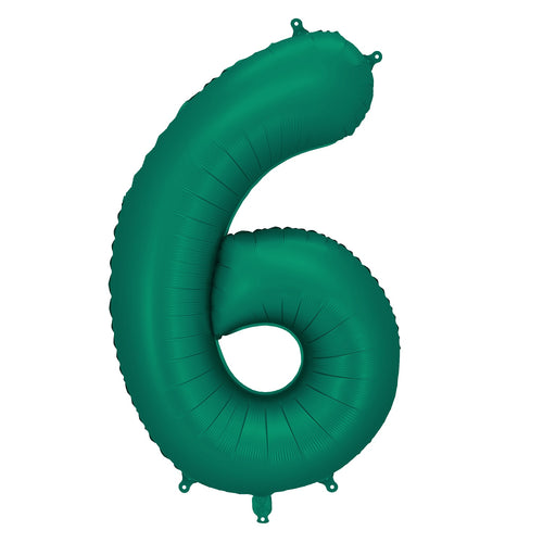 Folienballon 86 cm – Zahl 6, flaschengrün
