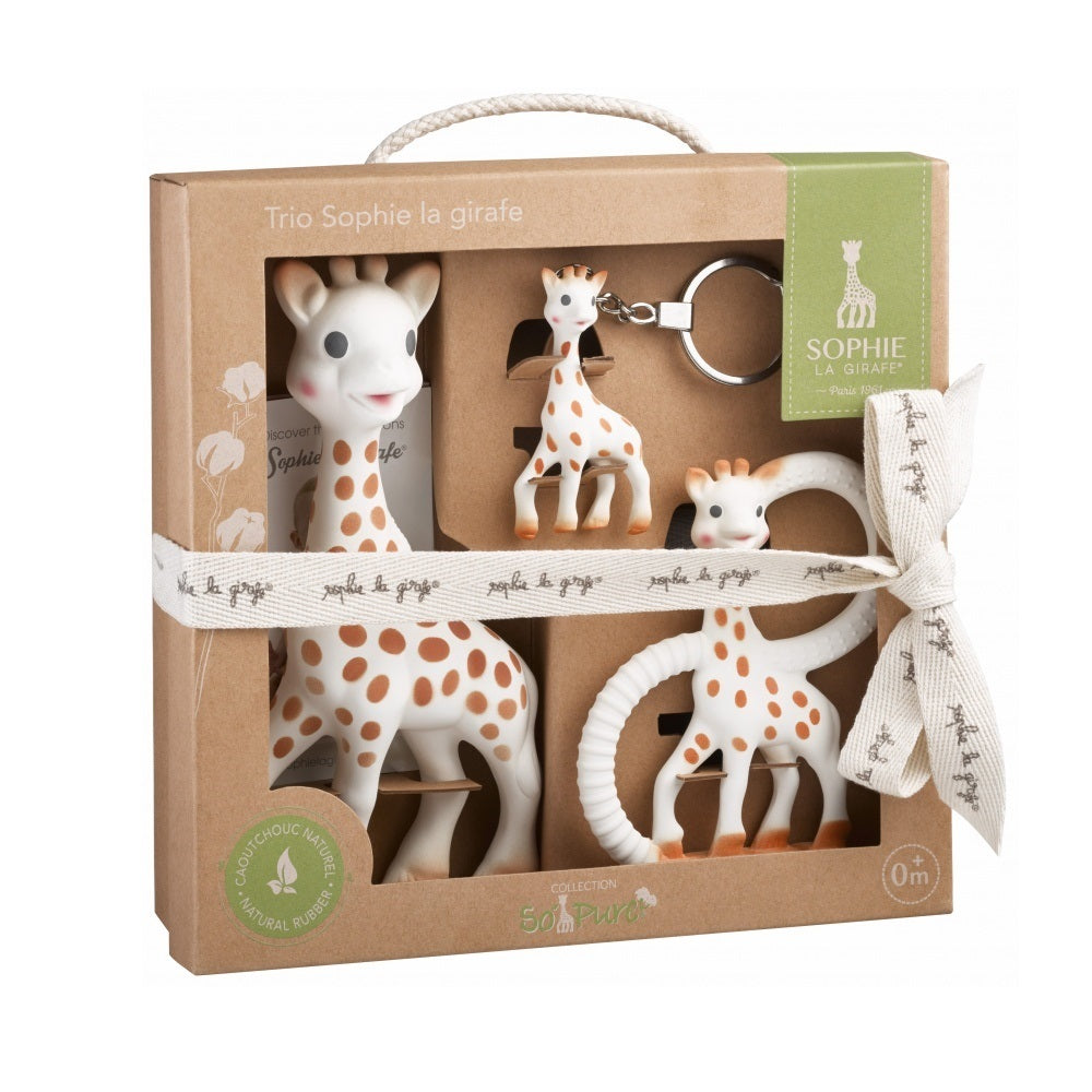 Sophie die Giraffe Dreierpack  – Sophie die Giraffe mit Schlüsselanhänger und Beißring So'Pure
