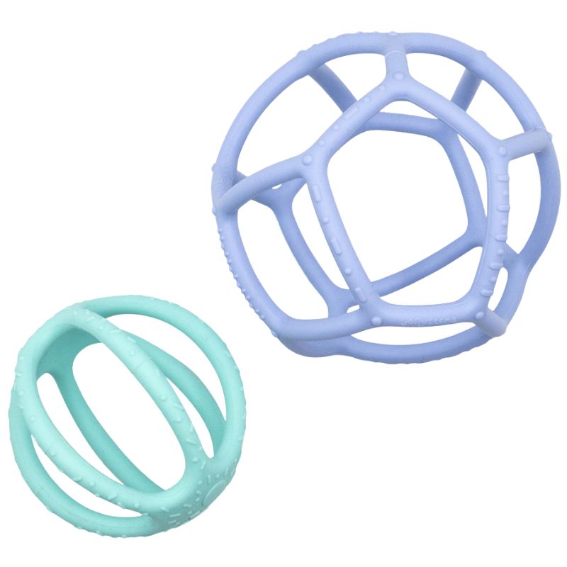 Sensorik-Set: Ball & Beißring 2-in-1 – Blau & Mint