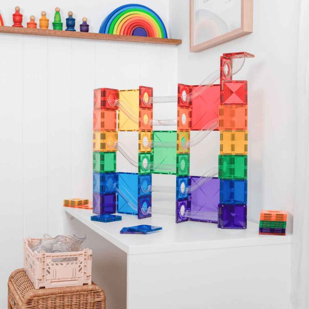 Klocki magnetyczne kulodrom Connetix - Rainbow Super Ball Run Pack 134 el.