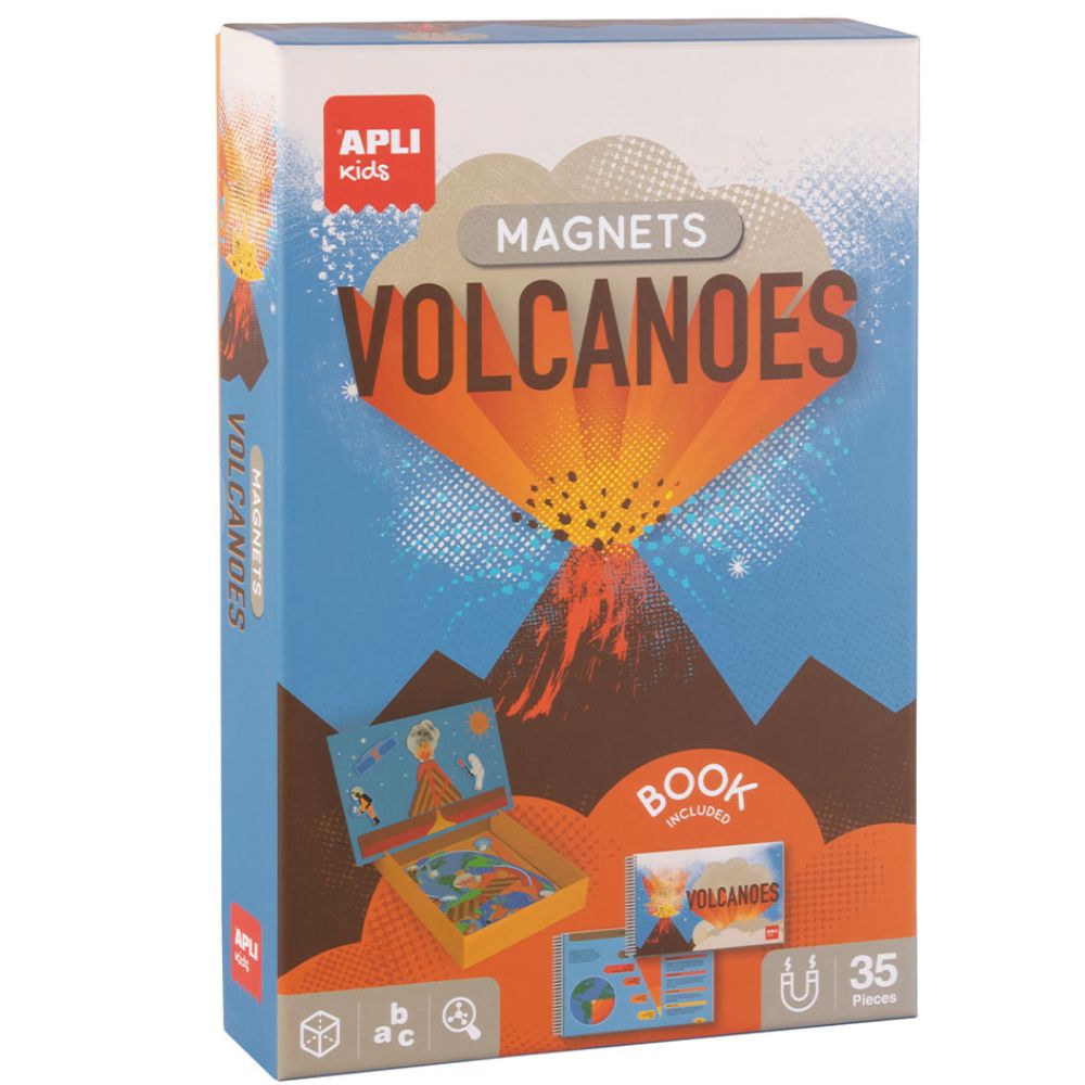 Magnetisches Lernpuzzle mit Buch – Vulkan