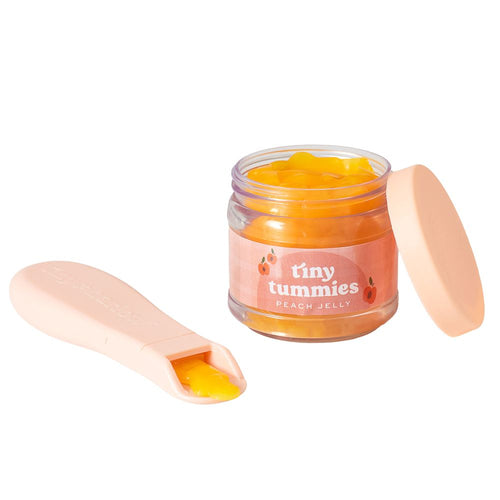 Magisches Glas Tiny Tummies mit Löffel zum Füttern von Puppen – Pfirsich