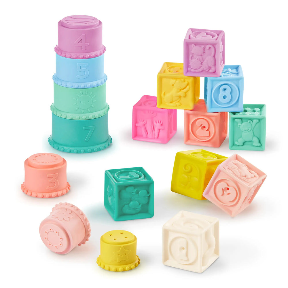 Weiche Becher und Sensorik-Bausteine 2in1 – Stackin’ Squishies 17 Teile