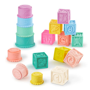 Weiche Becher und Sensorik-Bausteine 2in1 – Stackin’ Squishies 17 Teile