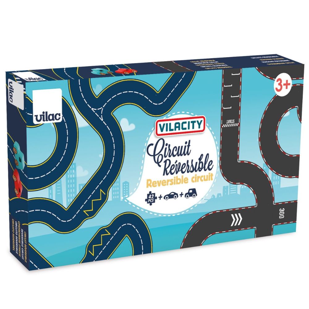 Doppelseitige Autorennbahn mit 2 Autos