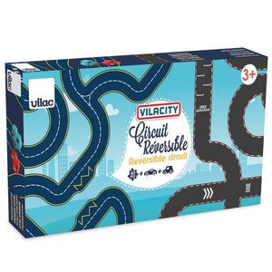 Doppelseitige Autorennbahn mit 2 Autos