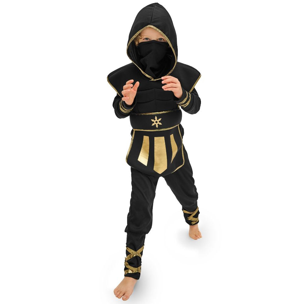 Ninja-Kostüm schwarz – Größe 96–116 cm (3–6 Jahre)