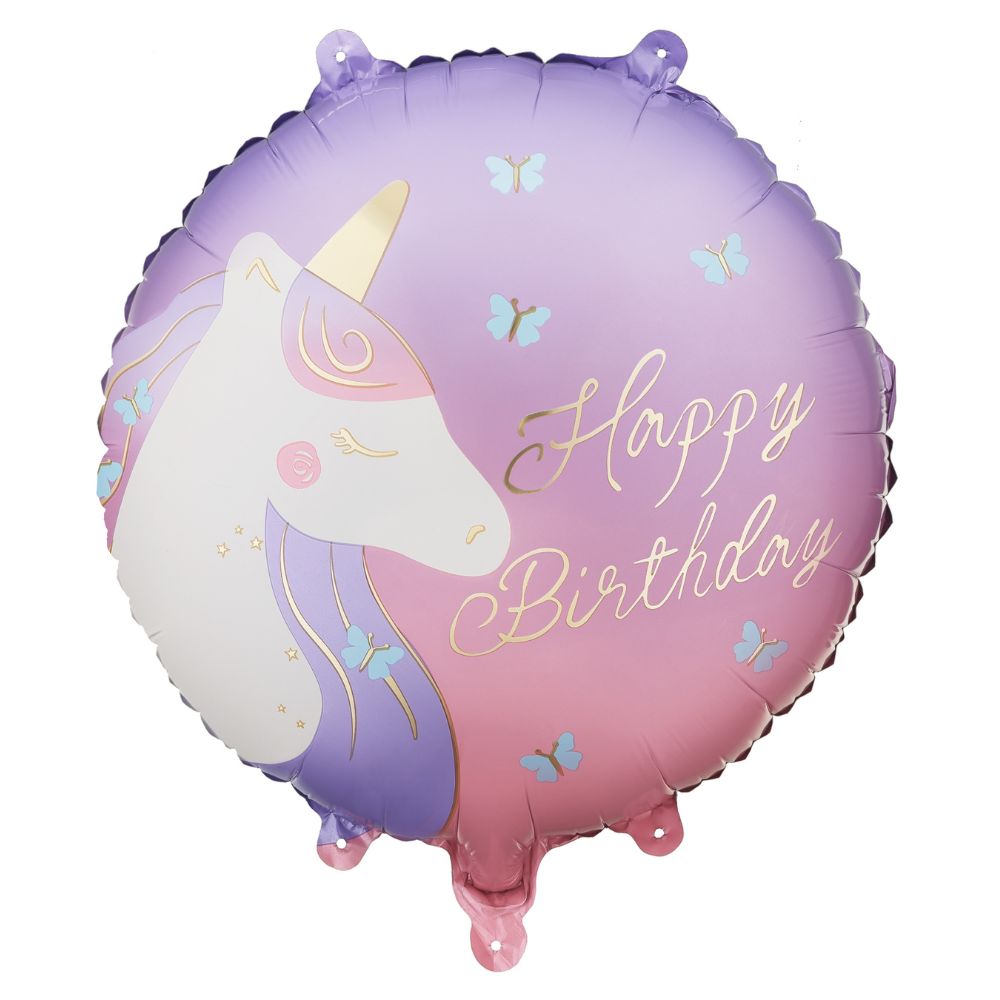 Folienballon – Happy Birthday mit Einhorn 35 x 35 cm