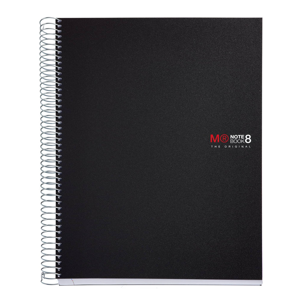 A4 Spiralnotizbuch Black – 200 Blatt kariert (8 Farbsegmente)