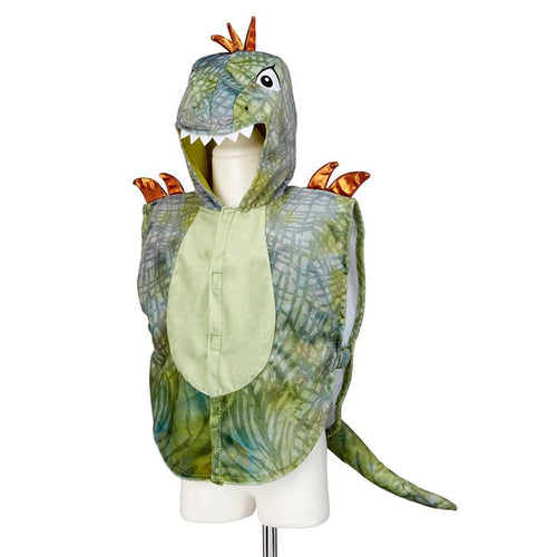 T-Rex-Überwurf mit Kapuze und Zacken von vorne