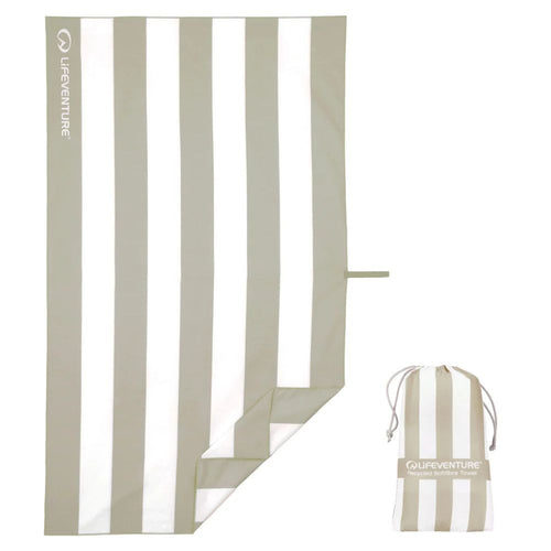 Schnelltrocknendes Handtuch - SoftFibre Recycled, Beige Stripe (150 × 90 cm)