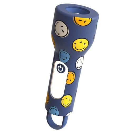 Kinder-Taschenlampe aus Silikon MOB Smiley World in Blau