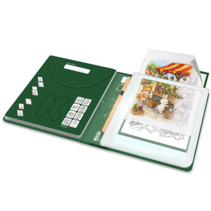 KidyDraw Cozy Leuchttablett in grüner Mappe mit Vorlagen und Bleistift