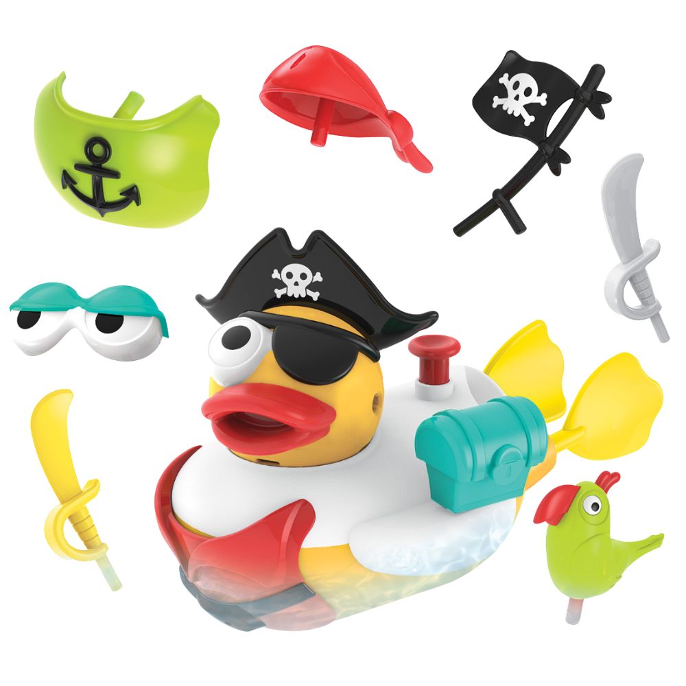 Schwimmende Badeente mit 13 Zubehörteilen - Piraten-Ente