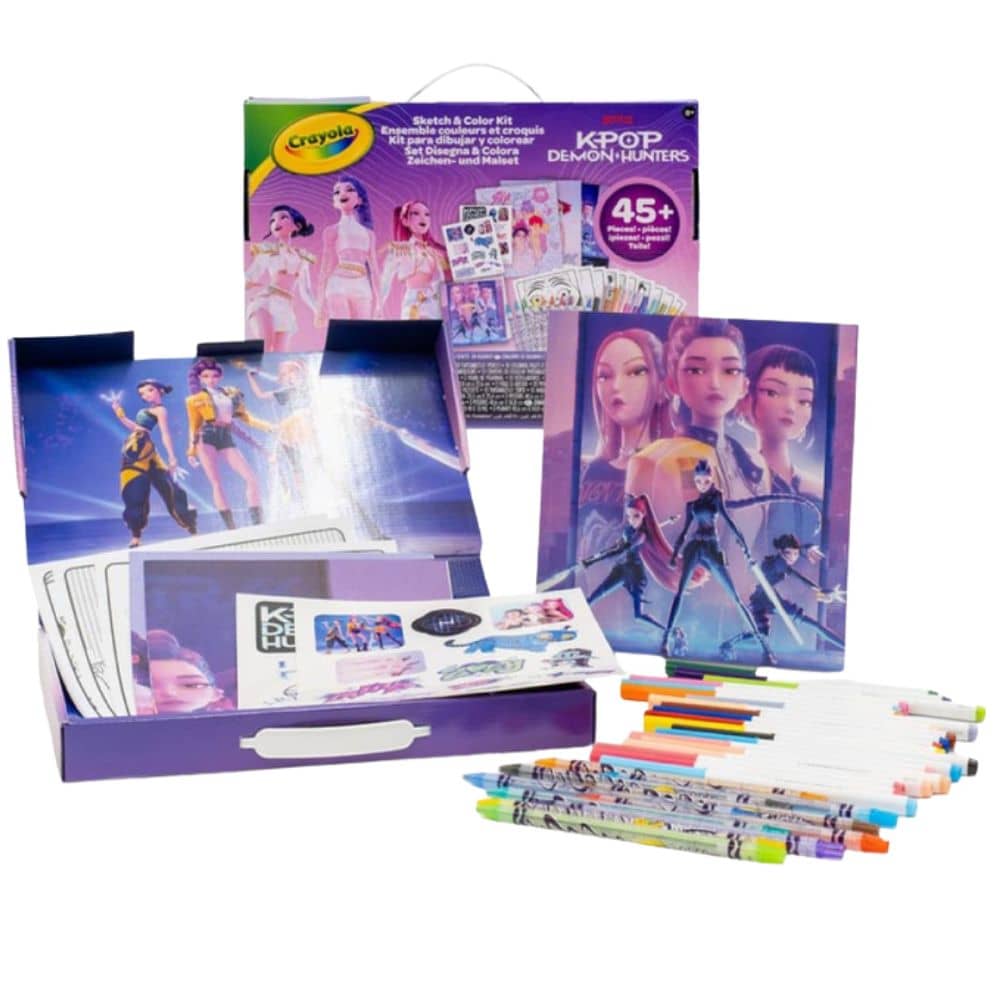 Kreativset Malbuch mit Filzstiften & Stickern im Koffer, 45-tlg., K-Pop Demon Hunters
