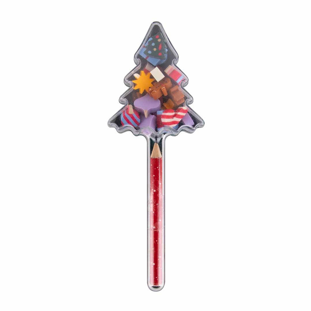 Weihnachtsbleistift mit Mini-Radiergummis – Tannenbaum