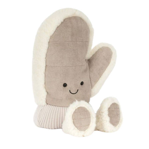 Jellycat Plüsch-Fäustling in Creme-Beige mit Gesicht, 27 cm
