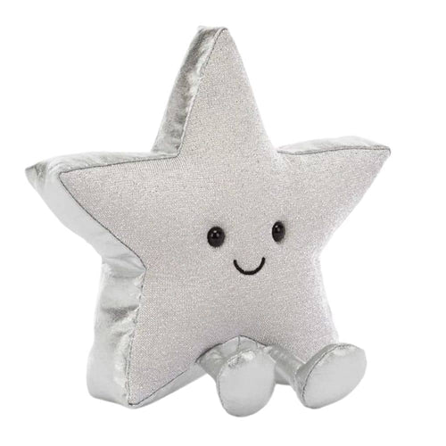 Jellycat Amuseables Silver Star - Plüschstern in Silbergrau, 17 cm
