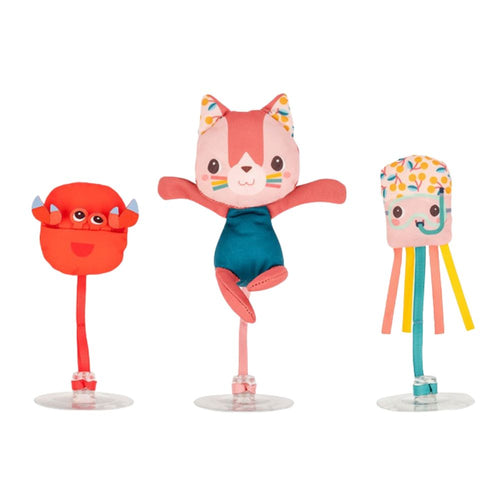 Lilliputiens Badespielzeug Krabbe, Katze Jeanne und Qualle mit Saugnäpfen