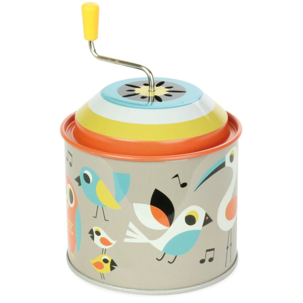 Metallische Drehorgel für Kinder – Graue Spieluhr mit Kurbel und Melodie
