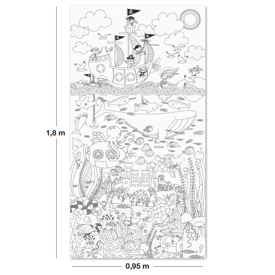 Riesiges Poster, Sticker zum Ausmalen – Meeresabenteuer