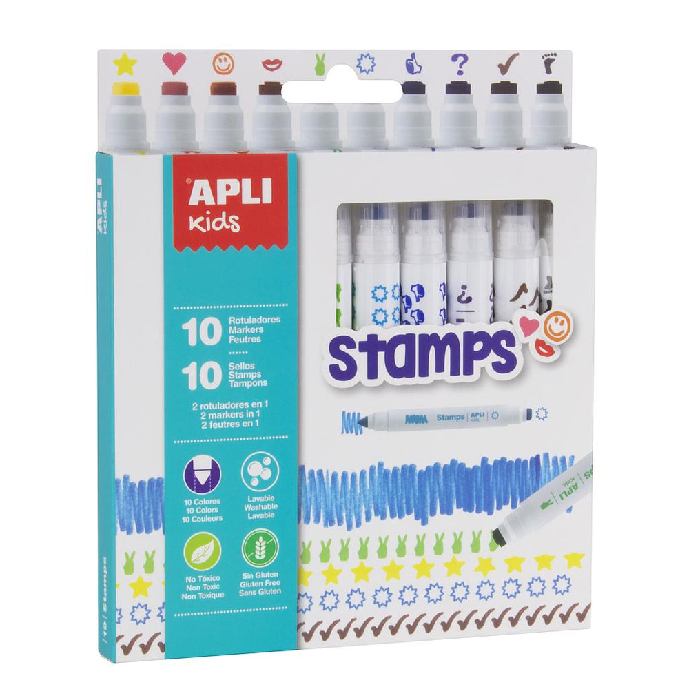 Textilstifte mit Stempeln – 10 Farben - Tublu.de