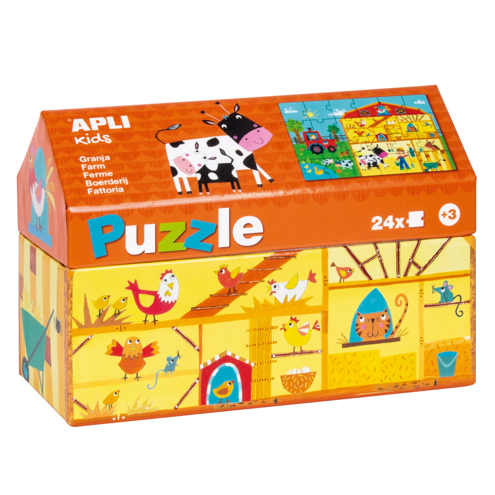 Puzzle in einem Kartonhaus – Auf dem Land 3+
