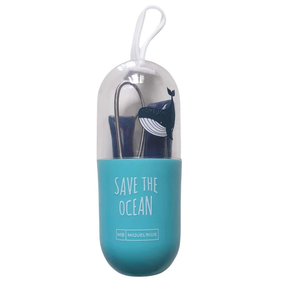 Silikon-Strohhalm Save The Ocean – Dunkelblau
