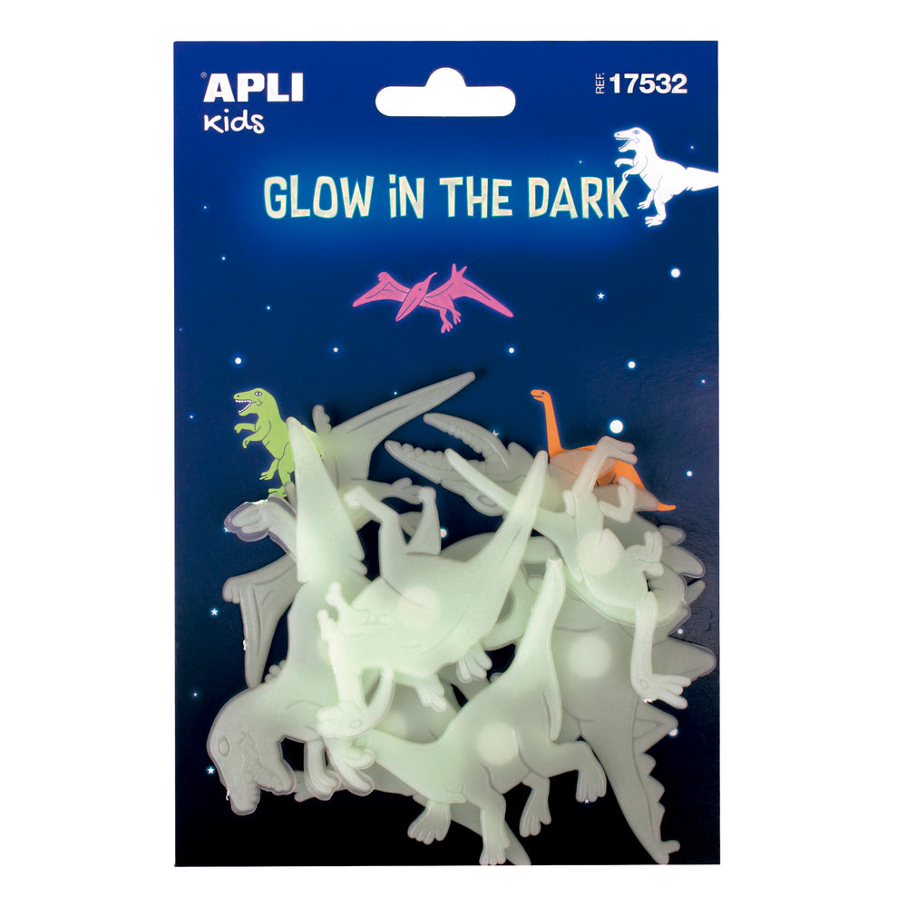 Fluoreszierende Aufkleber – Dinosaurier, 9 Stück
