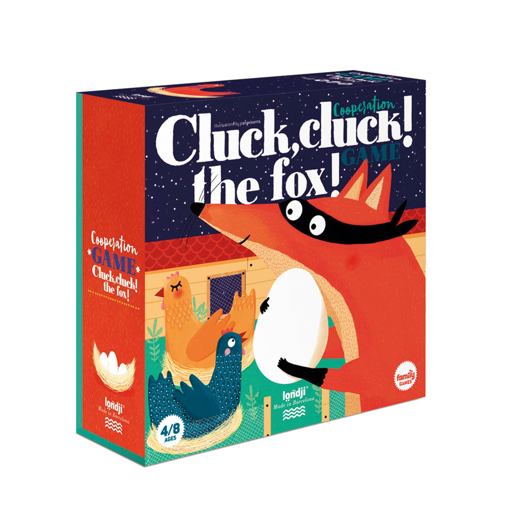 Familienspiel Cluck, cluck! Fox! – Klopf, klopf, hier ist der Fuchs!