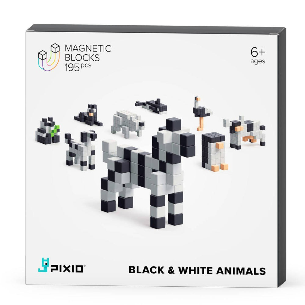 Magnetische Bausteine Schwarz-Weiß Tiere