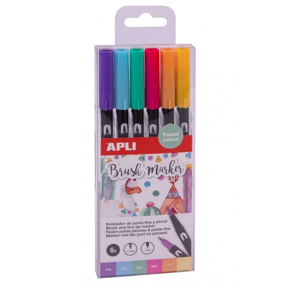 Doppelseitige Brush Marker - 6 Pastellfarben