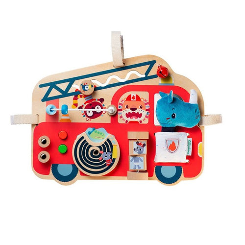 Holz-Manipulationstafel Feuerwehrauto – Nashorn Marius