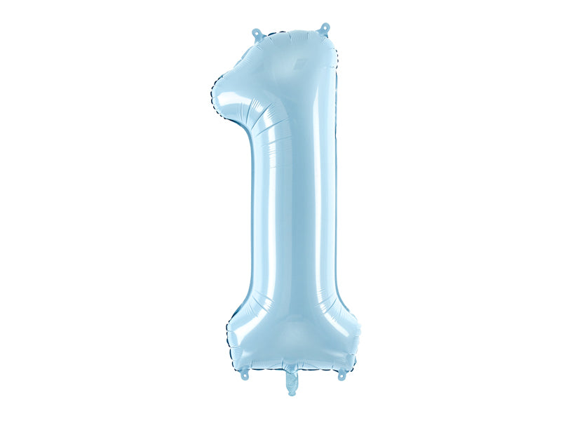 Folienballon 86 cm – Zahl 1 pastellblau