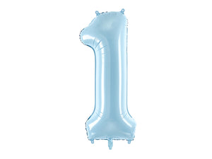 Folienballon 86 cm – Zahl 1 pastellblau
